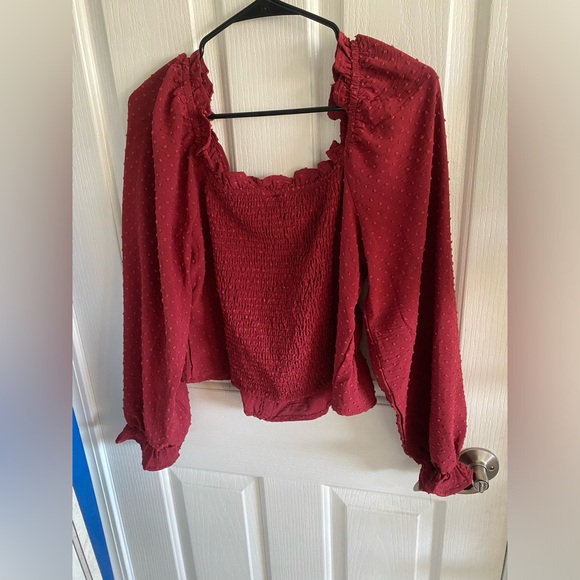 And Now This Macy’s Brand Women’s Dobby Dot Textured Cuffed Blouson Red - Size L - Picture 4 of 7